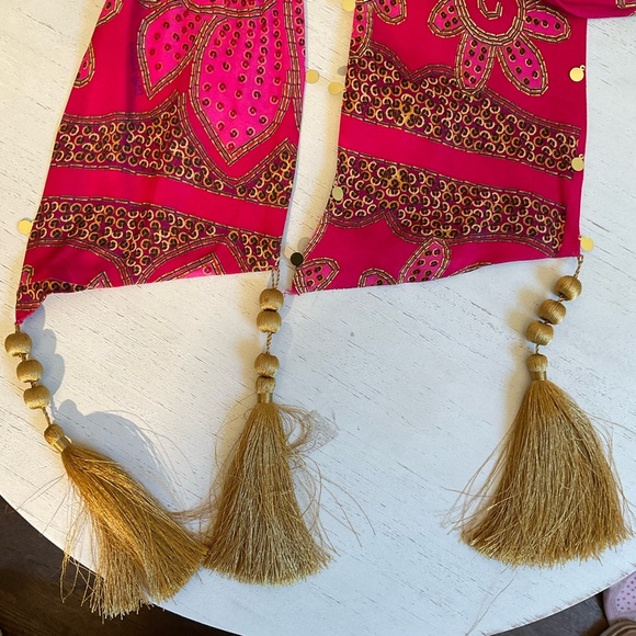 Anthropologie XL Floral Minidress with Gold Sequins, Tassels, and Beaded Buttons - Picture 16 of 16